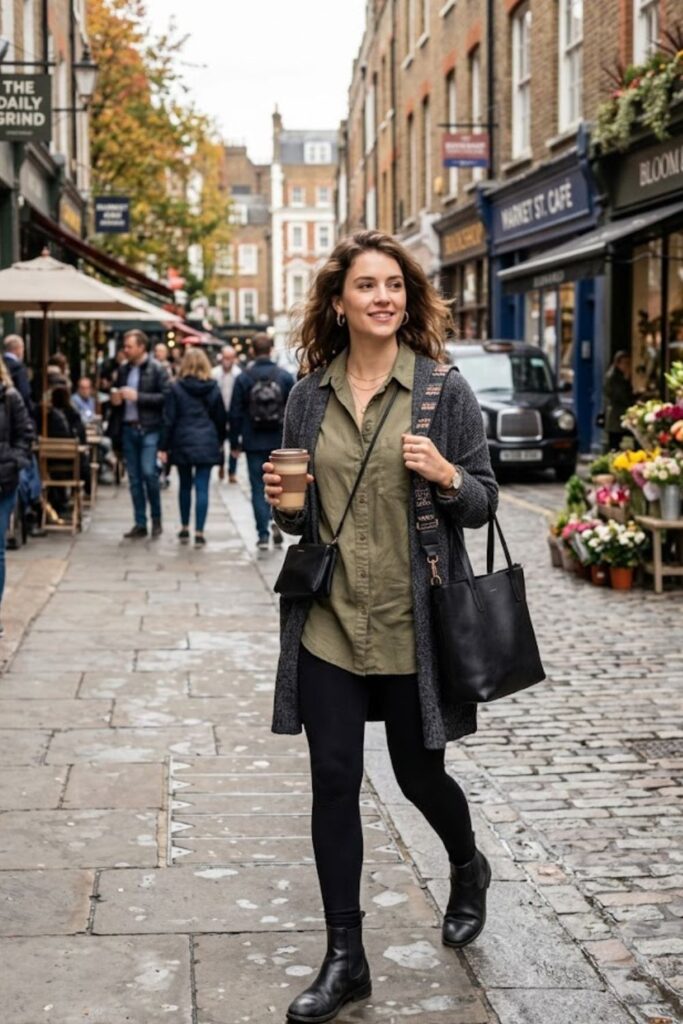 13. Oversized Shirt With Leggings And Boots