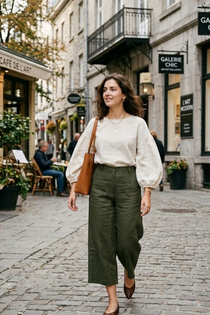 14. Balloon Sleeve Top With Culottes