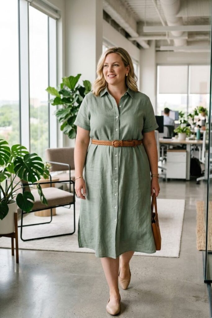 14. Button-Down Shirt Dress with Belt