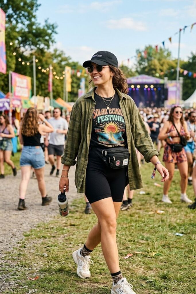 2. Graphic Tee With Biker Shorts And Oversized Shirt
