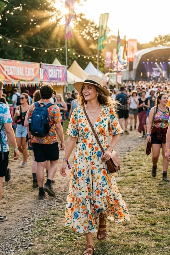 3. Flowy Maxi Dress With Sandals