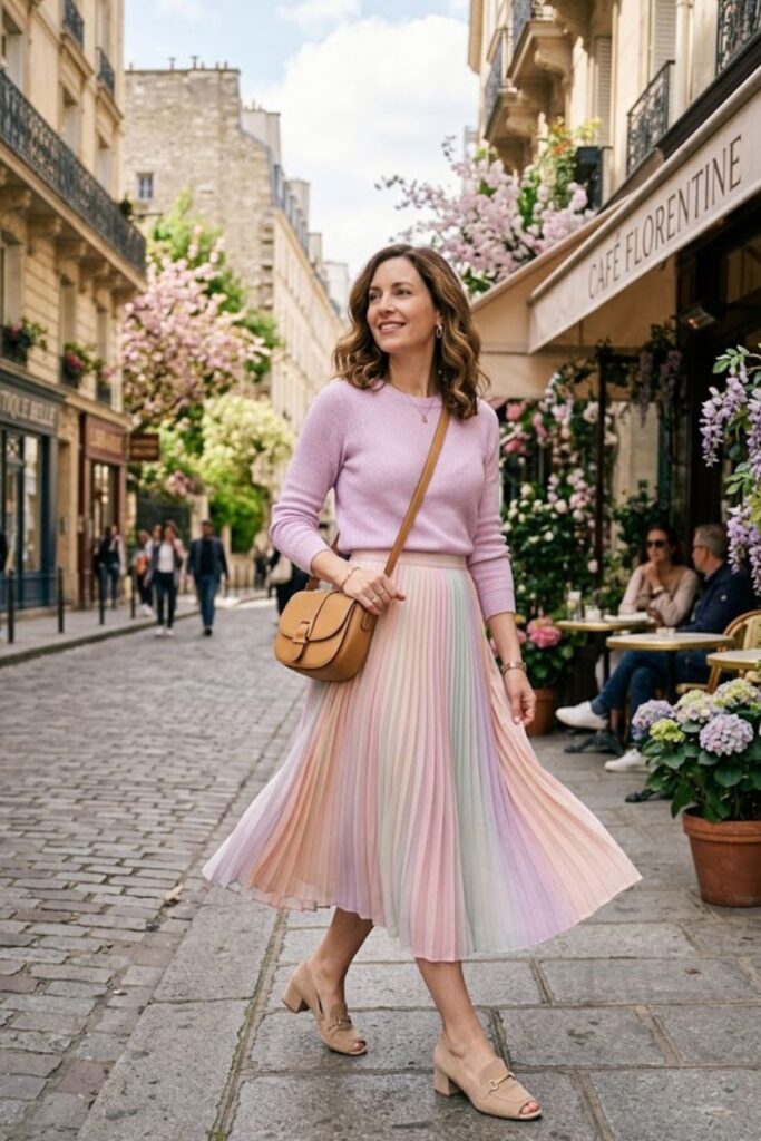 5. Lightweight Sweater With Pleated Skirt