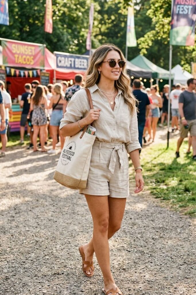9. Linen Shirt With Matching Shorts Set