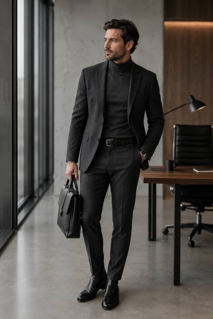 11. Monochromatic Charcoal Outfit