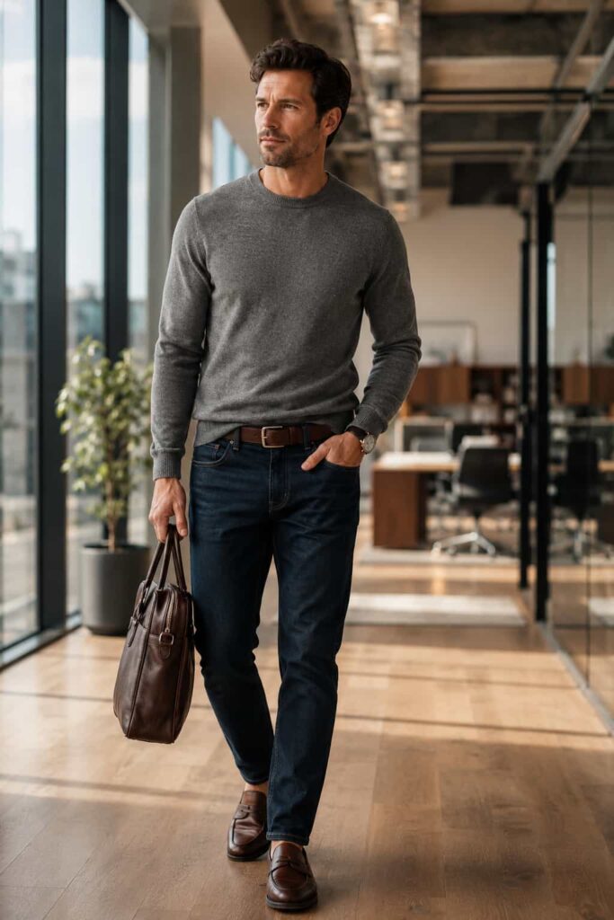 13. Dark Jeans with a Merino Sweater