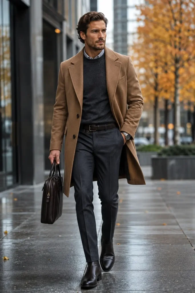 14. Wool Overcoat with Office Essentials