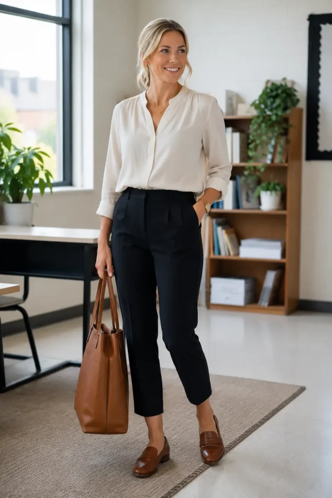 2. Blouse with Cropped Trousers