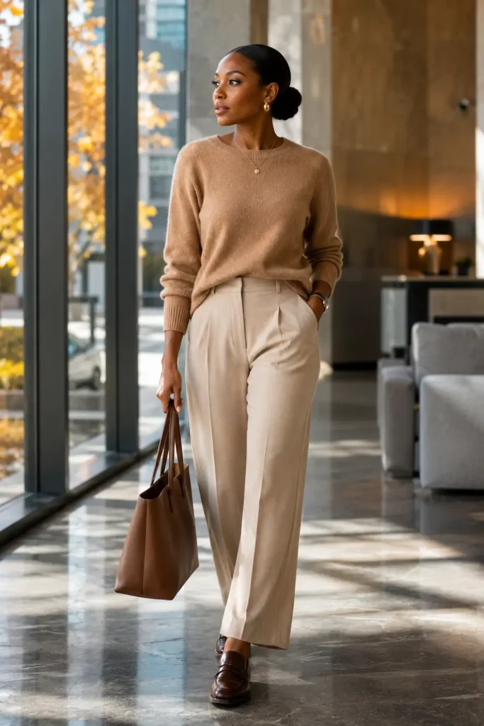 2. Knit Sweater with Tailored Pants
