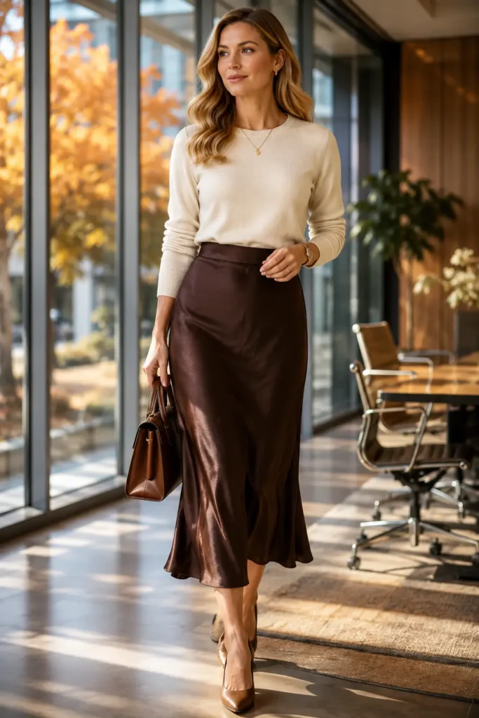 4. Midi Skirt with a Short-Sleeve Sweater