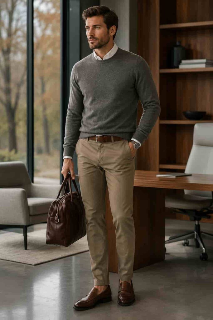 5. Merino Wool Sweater with Chinos