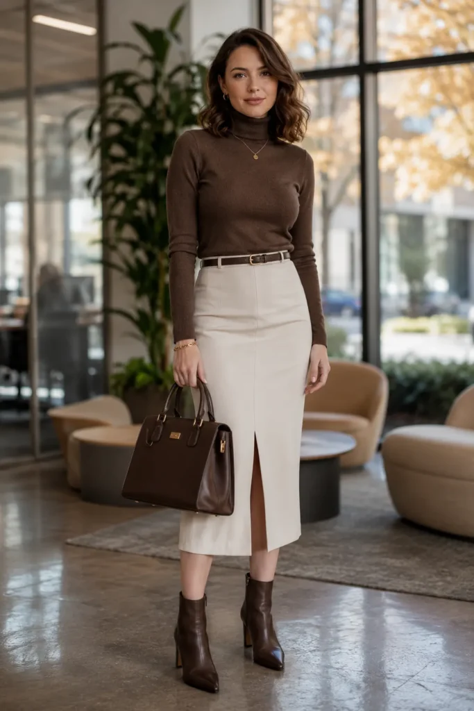 7. Turtleneck with a Midi Skirt