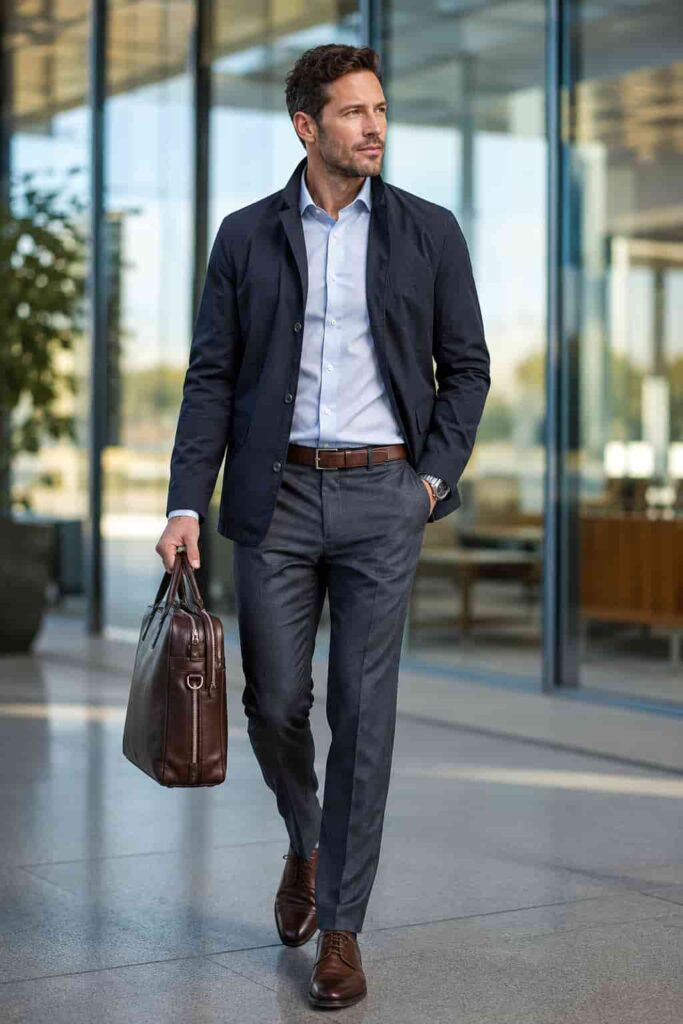 8. Lightweight Jacket with Dress Pants