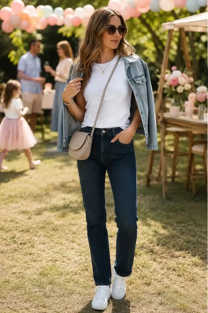 1. White T-Shirt with Straight-Leg Jeans