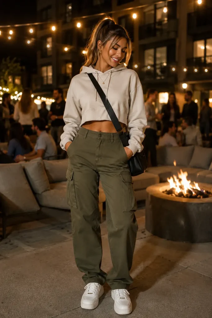 15. Cropped Hoodie with Cargo Pants